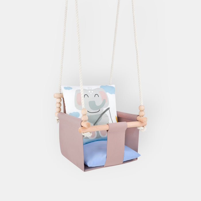 Babyschaukel mit doppelseitigen Baumwollkissen Elefant-Motiv
