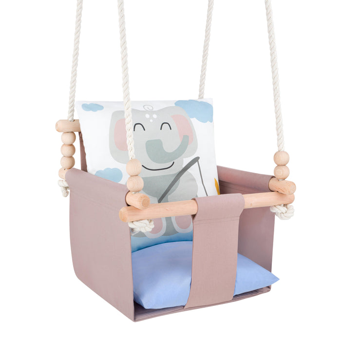 Babyschaukel mit doppelseitigen Baumwollkissen Elefant-Motiv