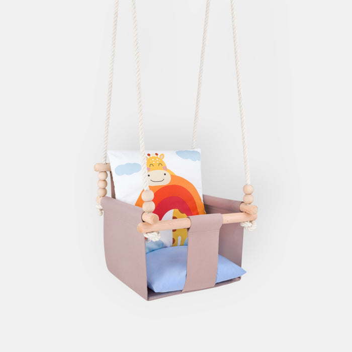 Babyschaukel mit doppelseitigen Baumwollkissen Giraffe-Motiv