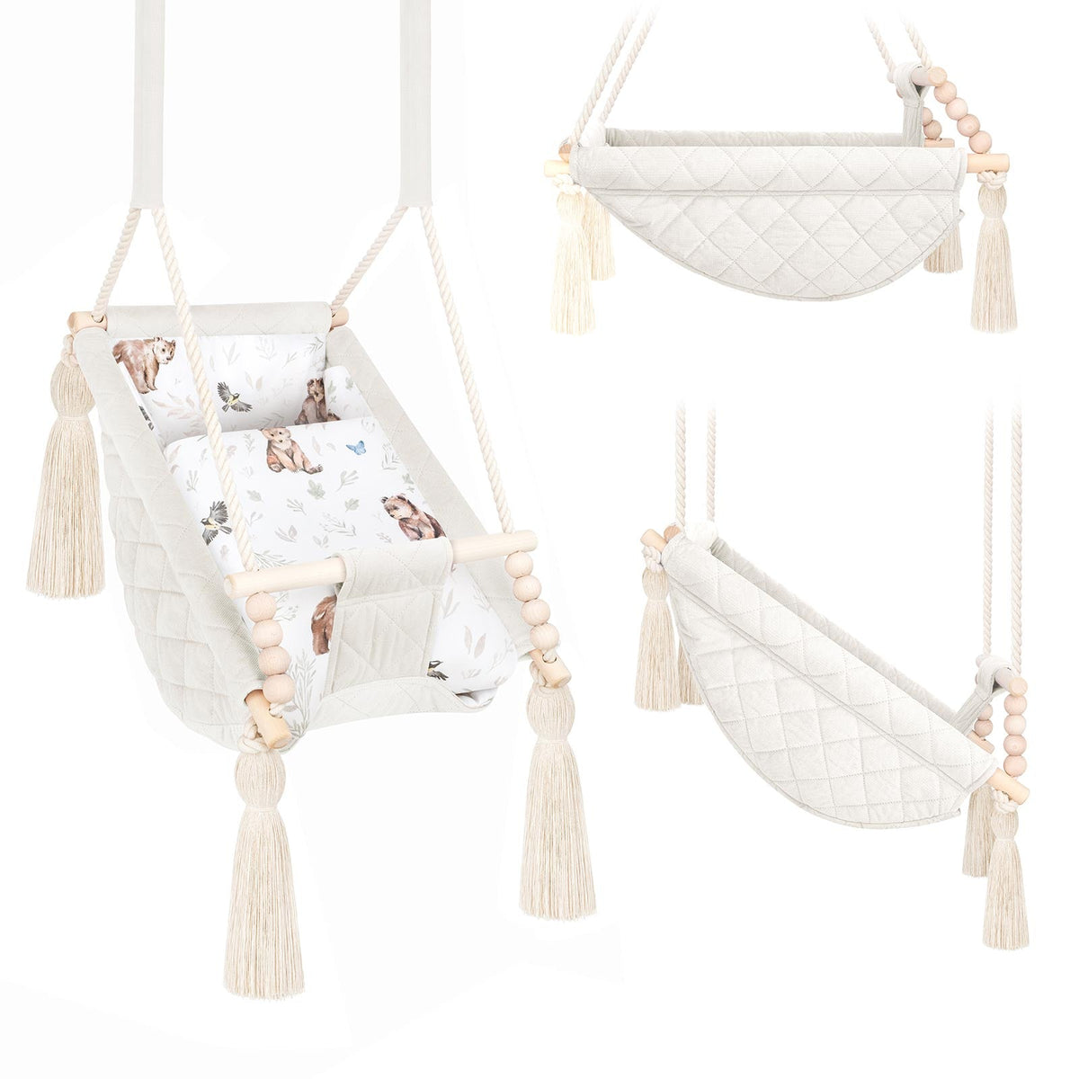Amaca altalena per bebè in velluto Beige, in velluto, tre viste con e senza imbottitura in cotone