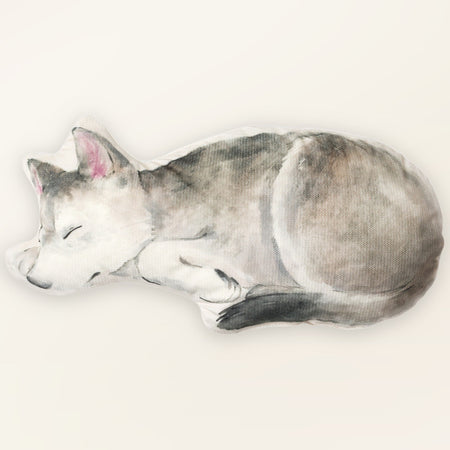 Coussin décoratif enfant motif loup - Velours, coussin animal, vue de face