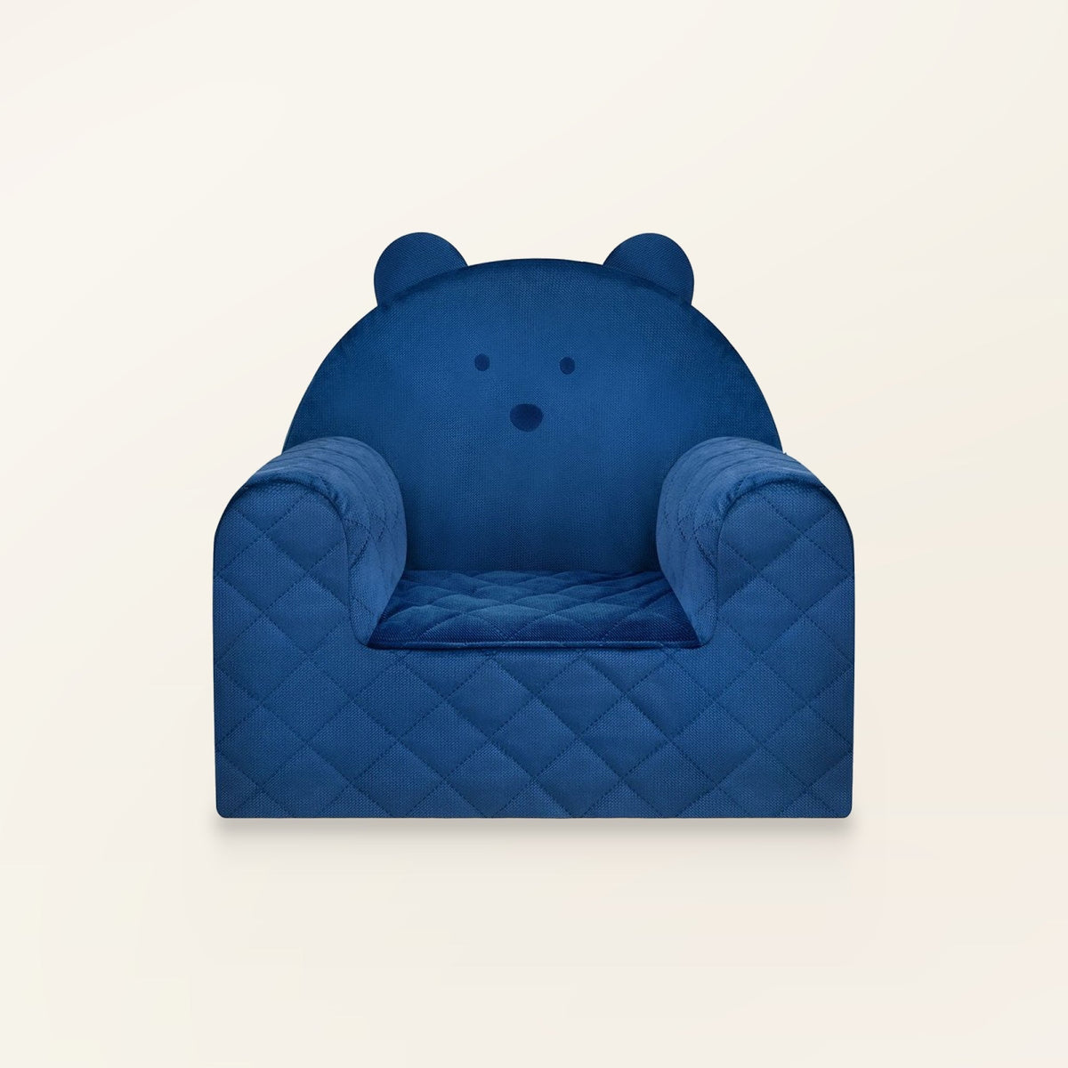 Poltroncina per bambini a forma di orso in velluto Blu scuro, in velluto, vista frontale