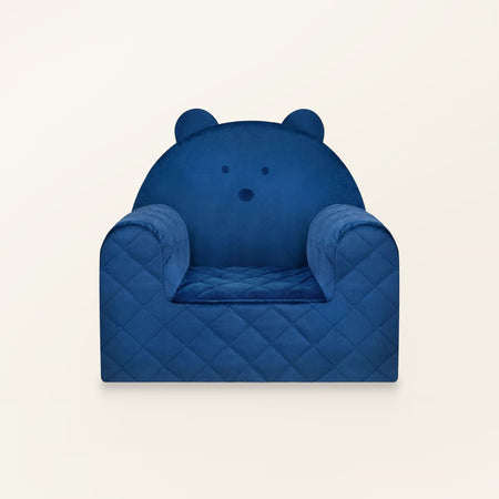 Poltroncina per bambini a forma di orso in velluto Blu scuro, in velluto, vista frontale