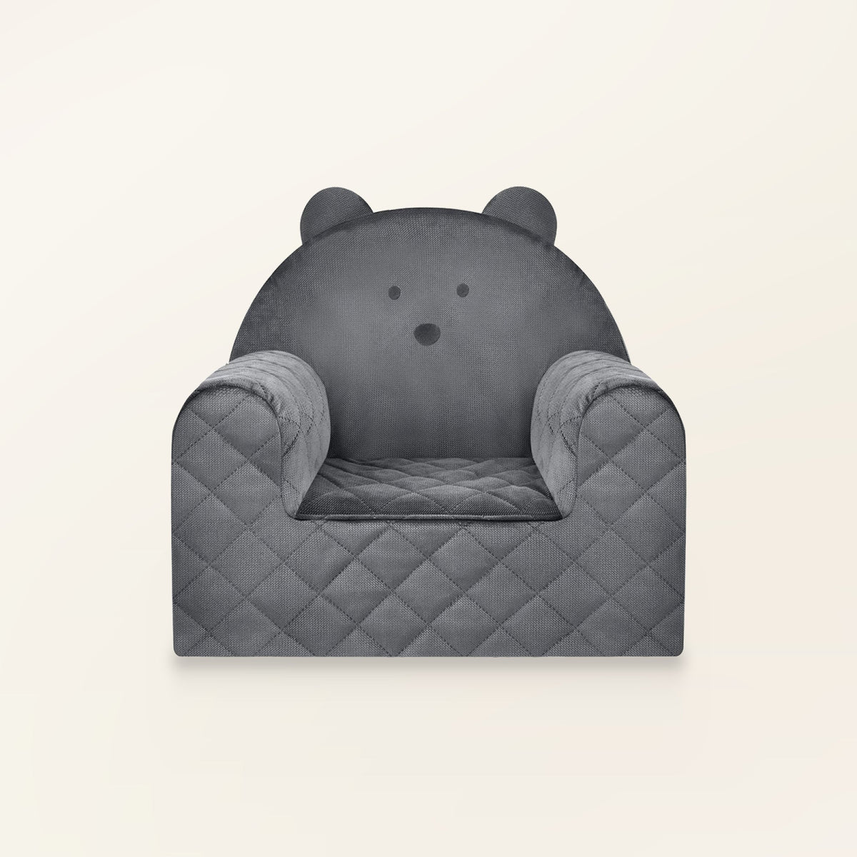 Fauteuil enfant en forme d'ours gris foncé - Velours, en velours, vue de face