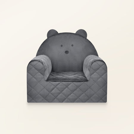 Poltroncina per bambini a forma di orso in velluto Grigio scuro, in velluto, vista frontale