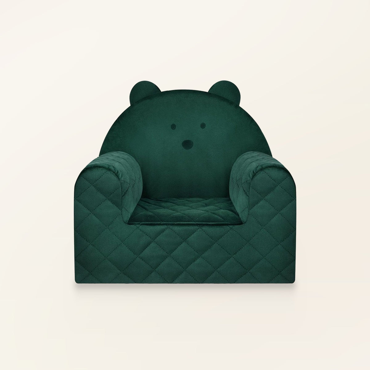 Poltroncina per bambini a forma di orso in velluto Verde, in velluto, vista frontale