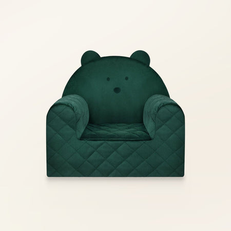 Poltroncina per bambini a forma di orso in velluto Verde, in velluto, vista frontale