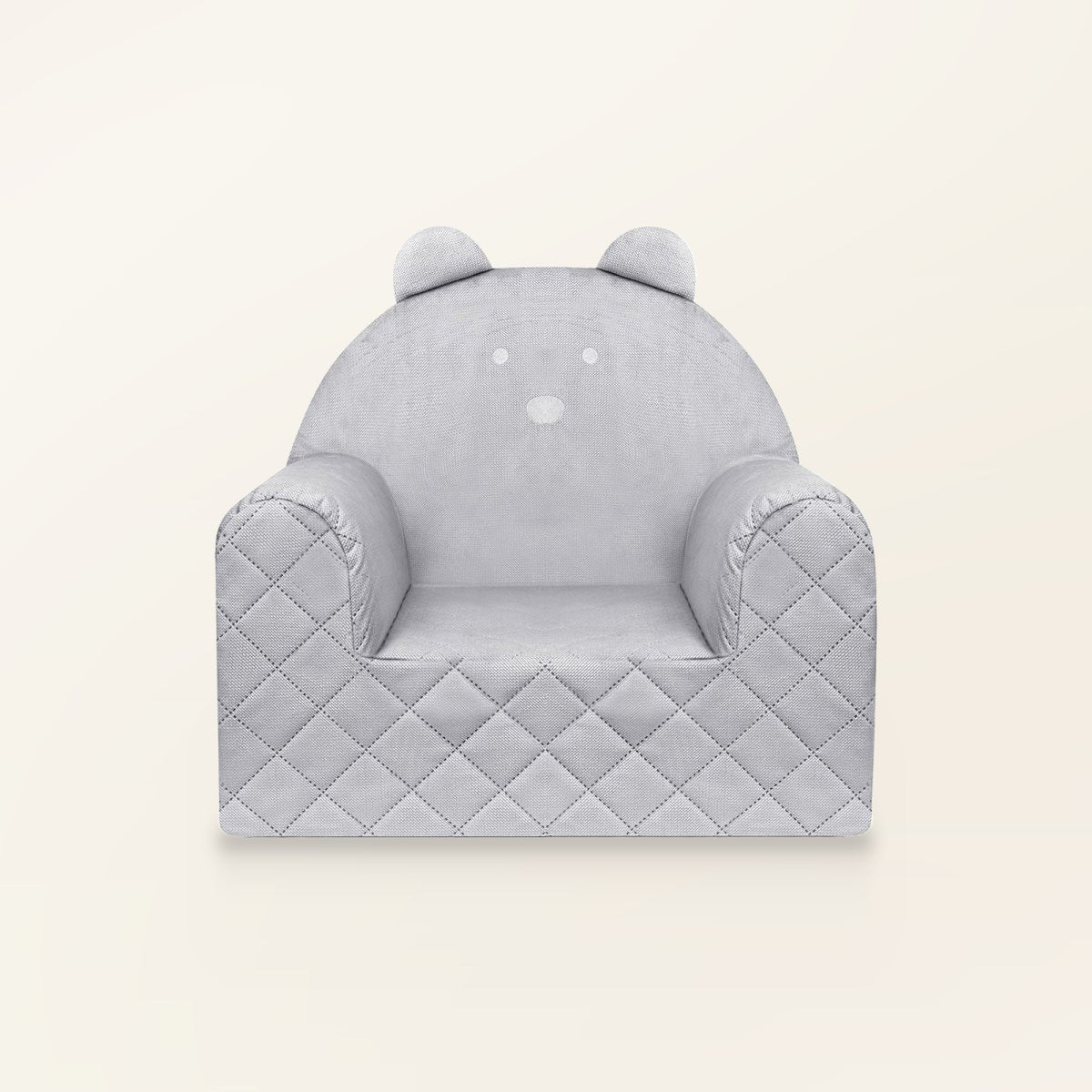 Poltroncina per bambini a forma di orso in velluto Grigio chiaro, in velluto, vista frontale