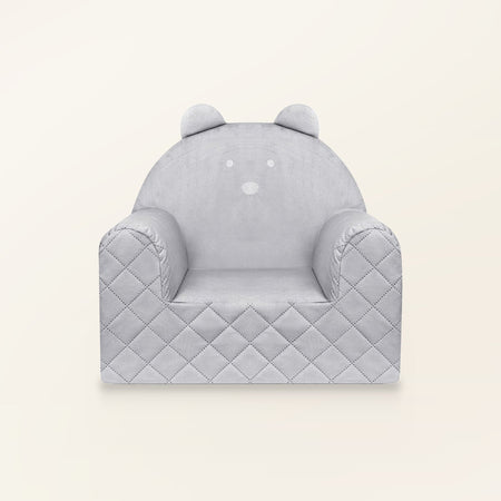 Poltroncina per bambini a forma di orso in velluto Grigio chiaro, in velluto, vista frontale