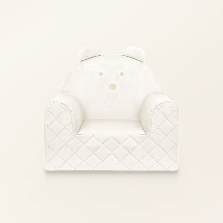 Poltroncina per bambini a forma di orso in velluto Beige, in velluto, vista frontale