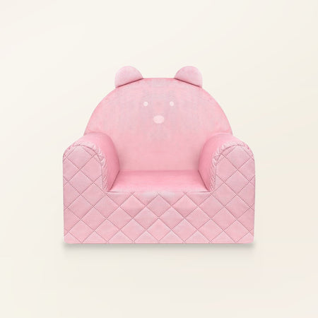 Poltroncina per bambini a forma di orso in velluto Rosa, in velluto, vista frontale