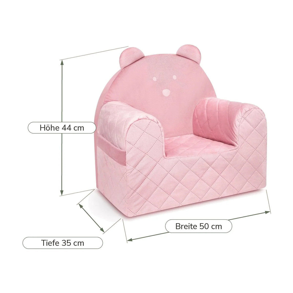 Kindersessel Bärenform Rosafarben, Masse: Breite 50 cm, Tiefe 35 cm, Höhe 44 cm
