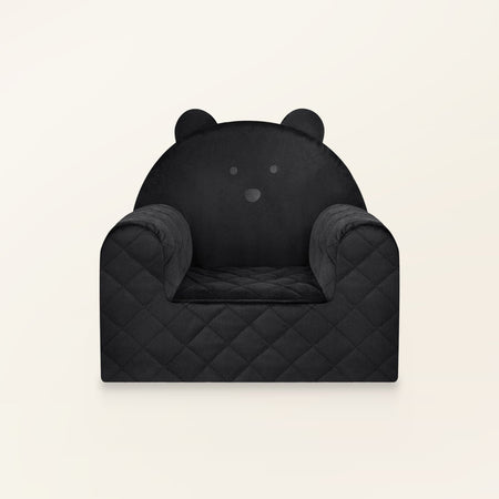 Poltroncina per bambini a forma di orso in velluto Nero, in velluto, vista frontale
