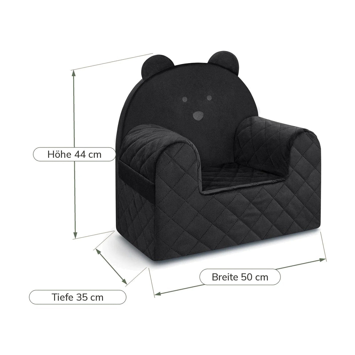 Kindersessel Bärenform Schwarz, Masse: Breite 50 cm, Tiefe 35 cm, Höhe 44 cm