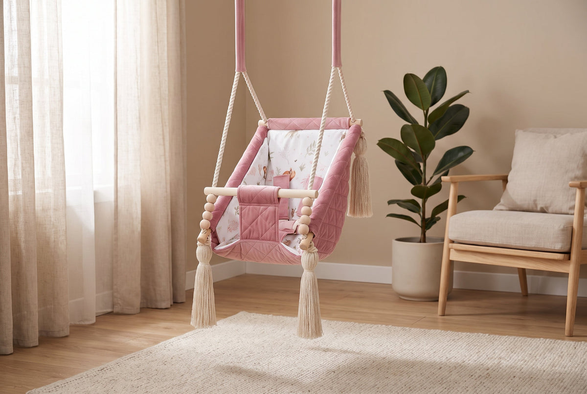 Babyschaukel 3in1 Rosafarben im Kinderzimmer