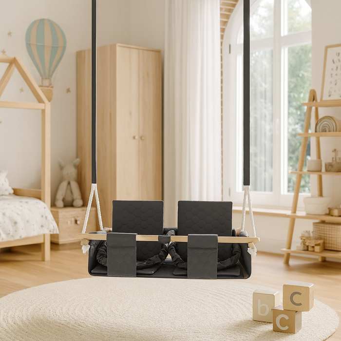 Wasserfeste Zwillingsschaukel Dunkelgrau