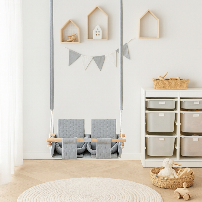 Wasserfeste Zwillingsschaukel Hellgrau